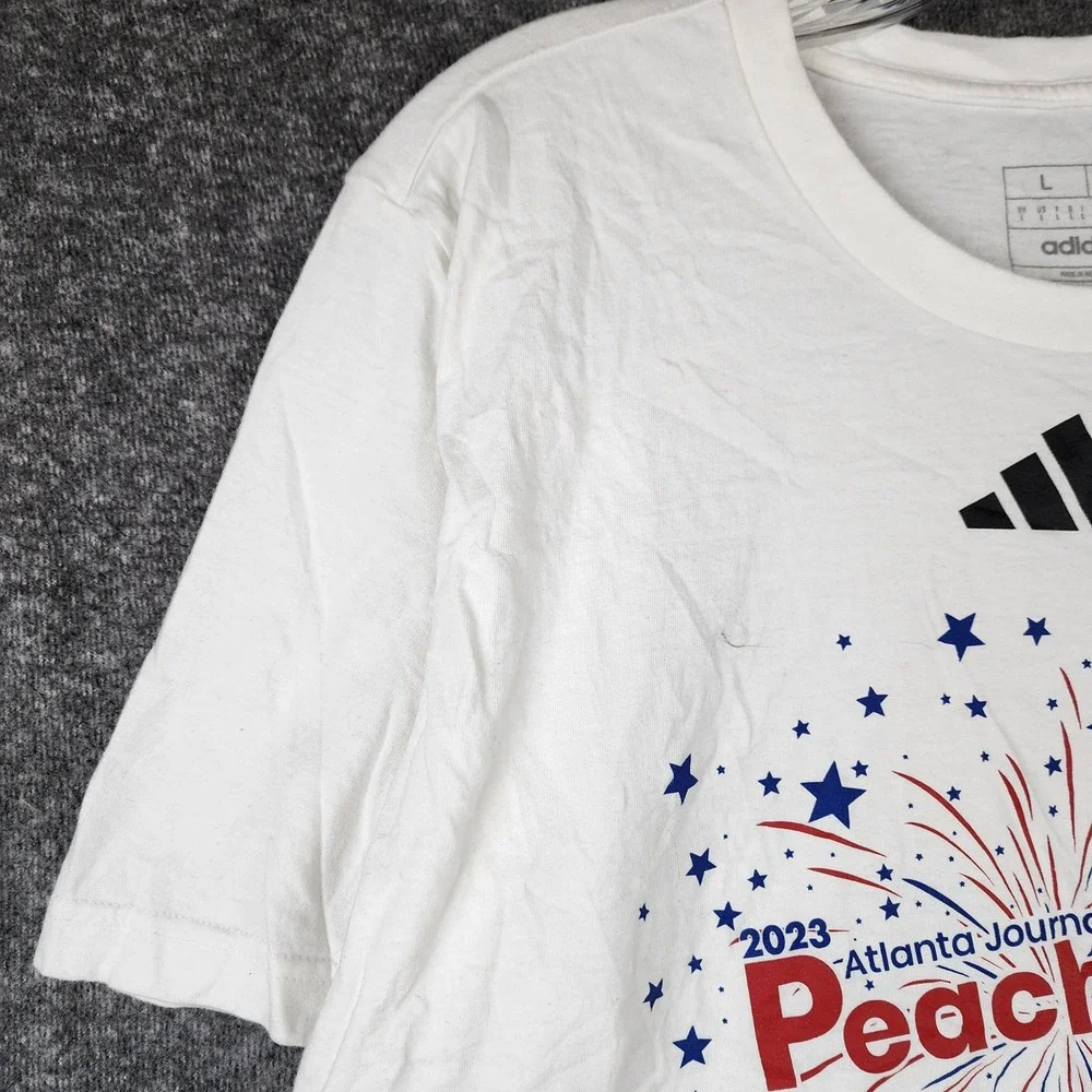 Adidas T-Shirt Mens L Peachtree Road Race White 2023 Running ATACAGIL EUC